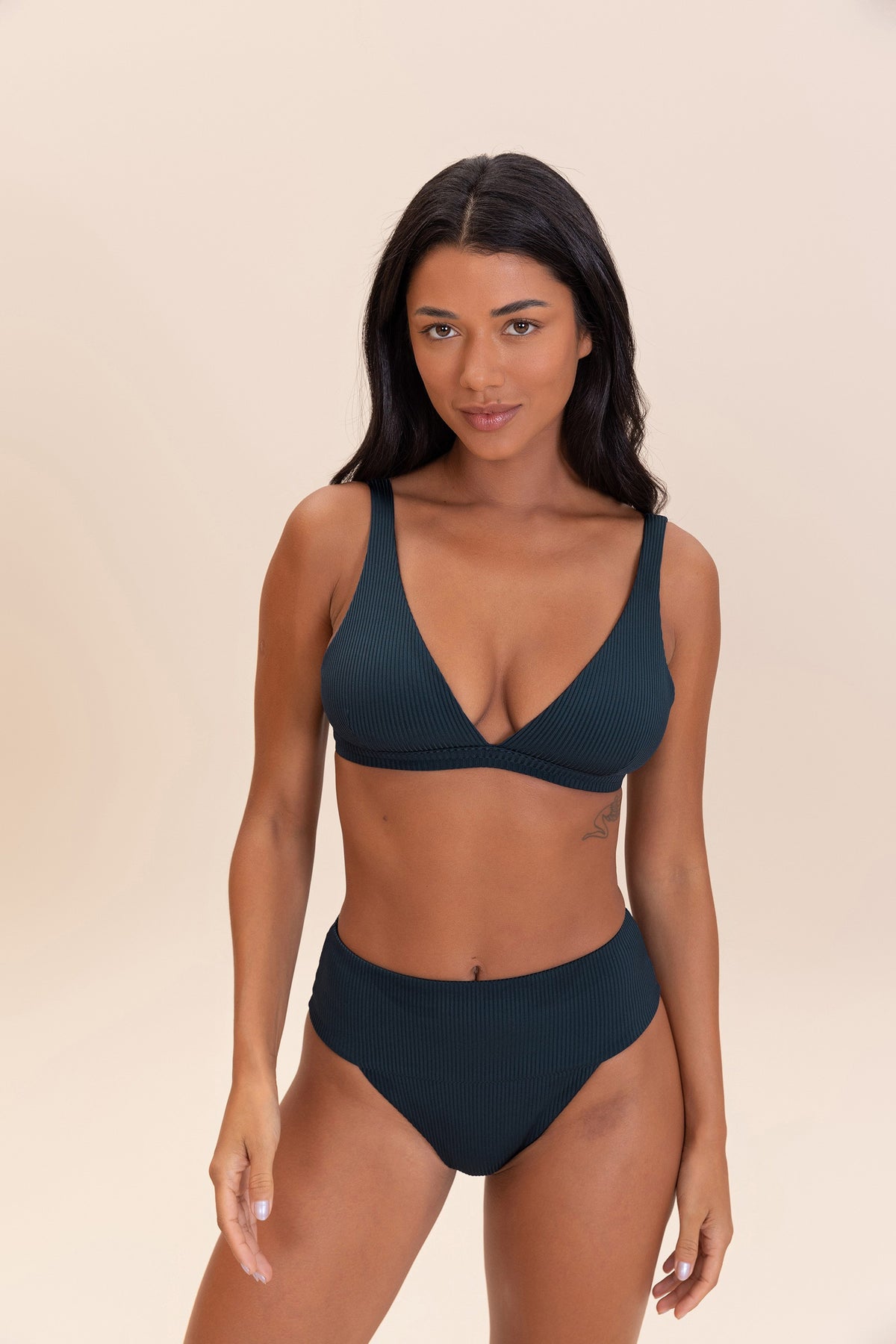 Gloss Rib V-Neck Bikini Top