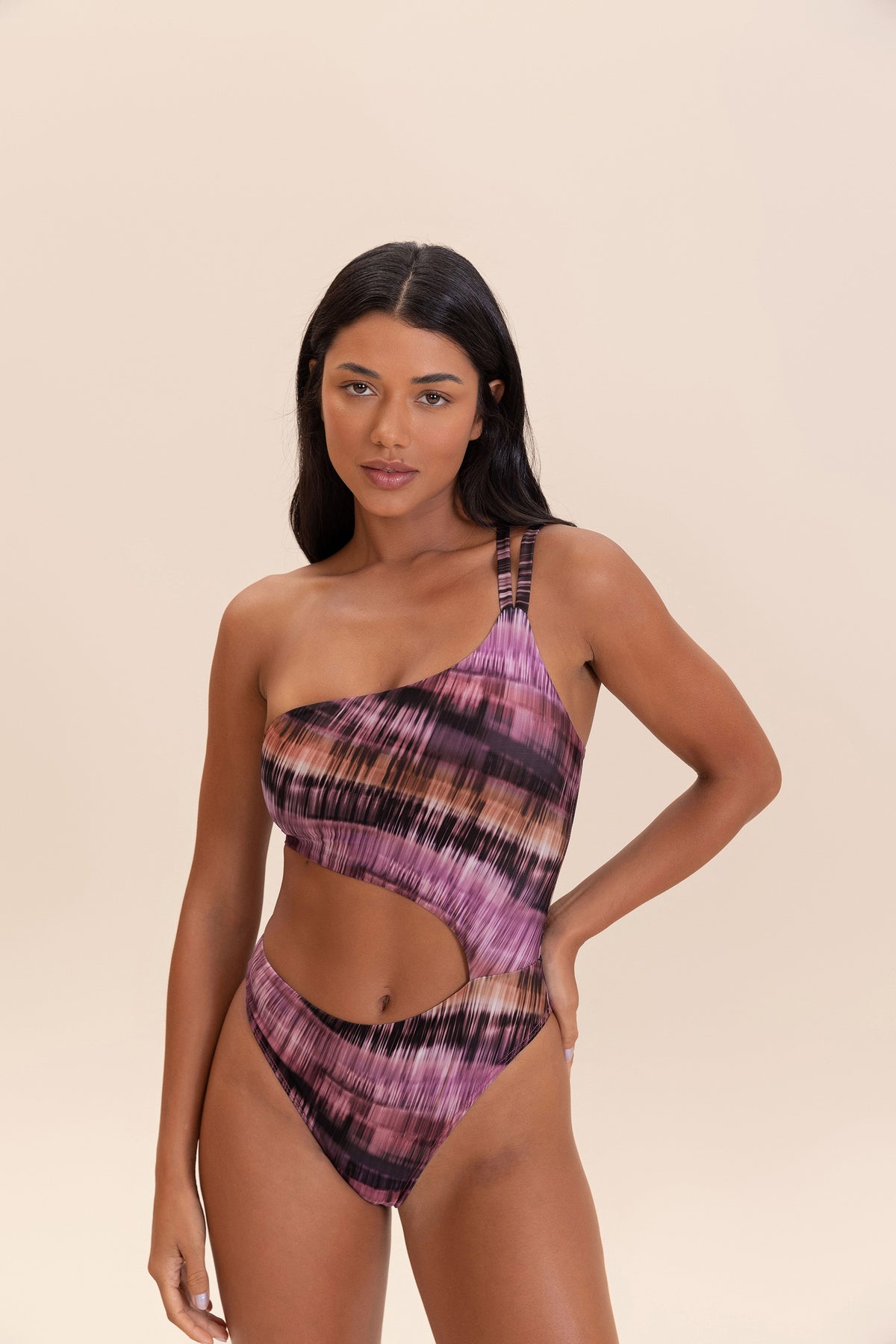 Blur One-Shoulder Swimsuit