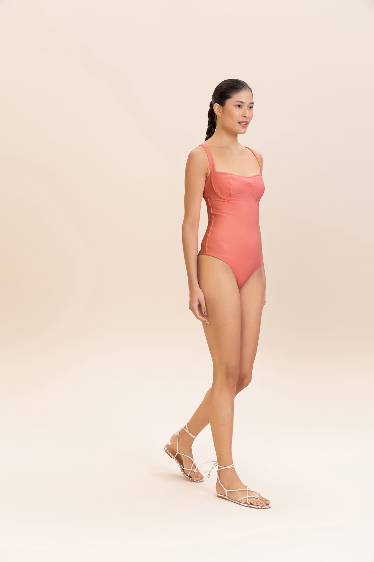 Wavy Slim Delta Wing One-Piece Swimsuit